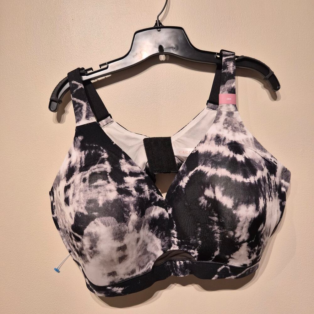 Cacique Lightly Lined-No Wire Bra Black and White Tie Dye 48D